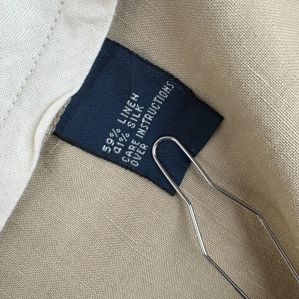 Polo Ralph Lauren Silk Linen Pants Mens 42x28 Beige Sand Pleated Travel Vacation